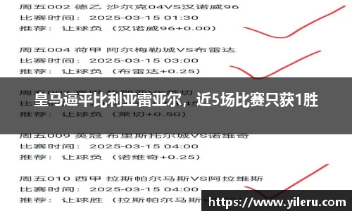 皇马逼平比利亚雷亚尔，近5场比赛只获1胜