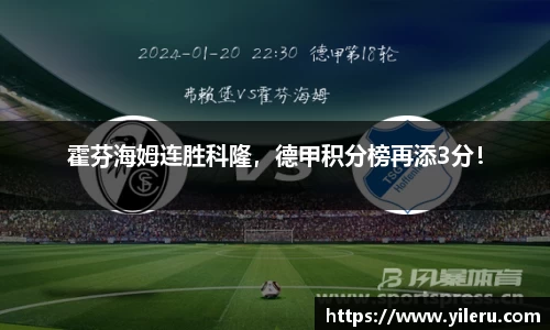 霍芬海姆连胜科隆，德甲积分榜再添3分！
